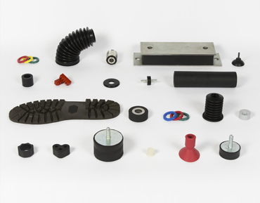 Technical products in rubber and rubber/metal